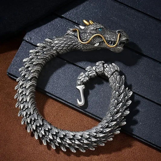 Men's Trendy Personality Domineering Retro Faucet Collection-level Smart Dragon Bracelet Handmade Three-dimensional Bracelet