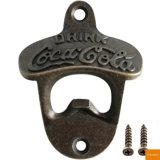 Zinc Alloy Bottle Opener Wall Mounted Vintage Retro Beer Opener Tool Accessories Bronze Color with Screws Bar Decoration Gadgets