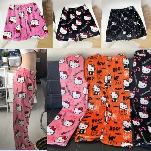 Anime Sanrio Hello Kitty Y2k Kawaii Flannel Pajamas