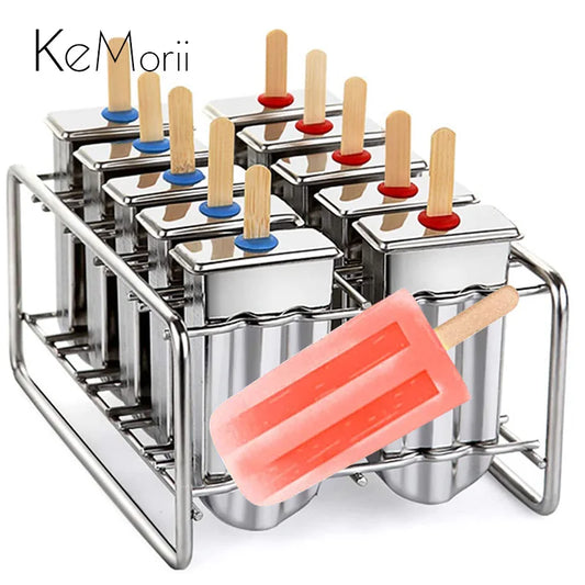 Stainless Steel Ice Lolly Popsicle Mold Rack Frozen Lolly Popsicle Ice Pop Maker Homemade Ice Cream Mold with Popsicle Holder